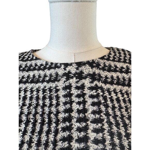 Zara Black & White Medium Textured Houndstooth Dress Bell Sleeve - Picture 6 of 16